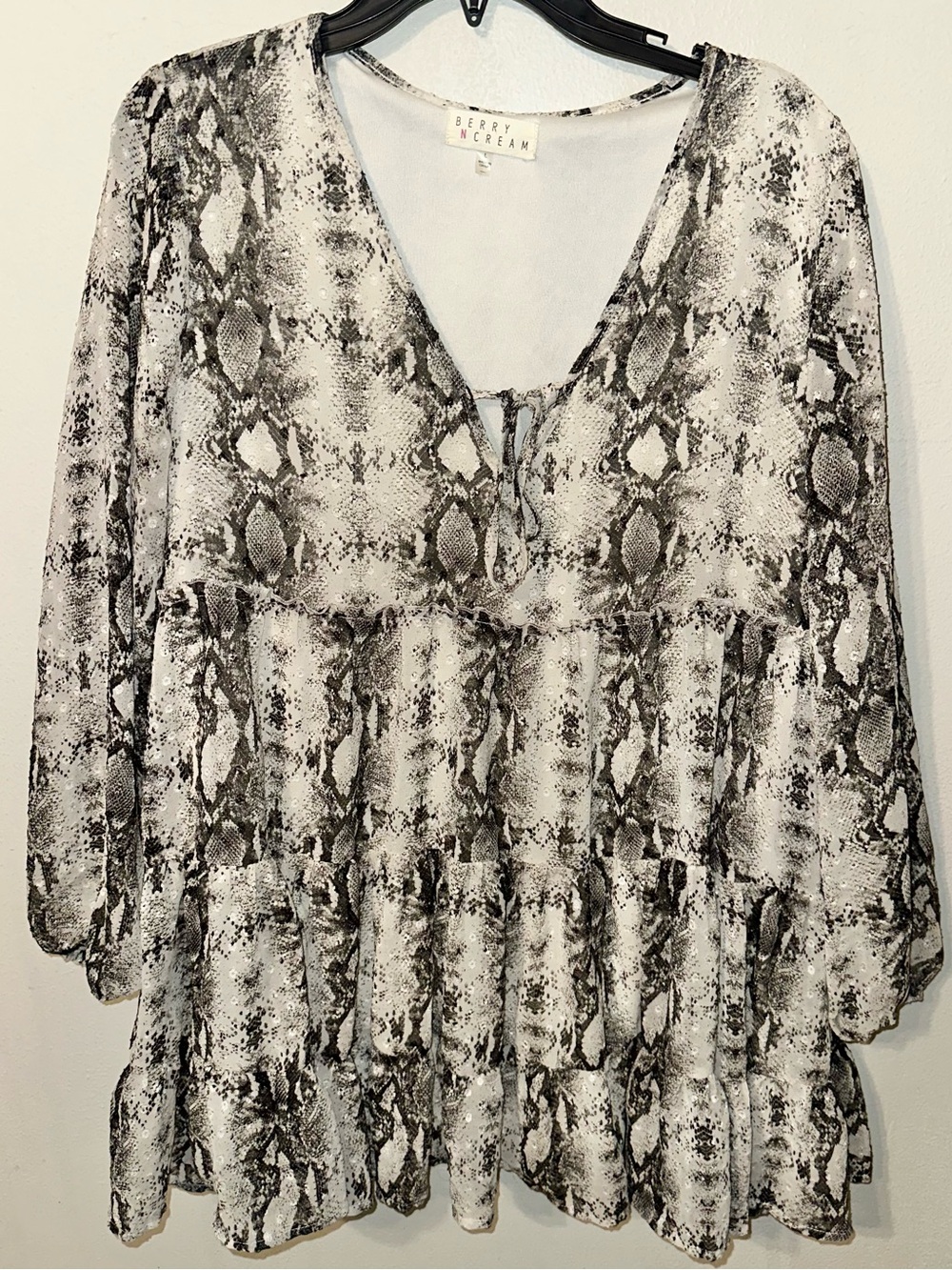 Berry N Cream Black and Gray Snake Print Tunic